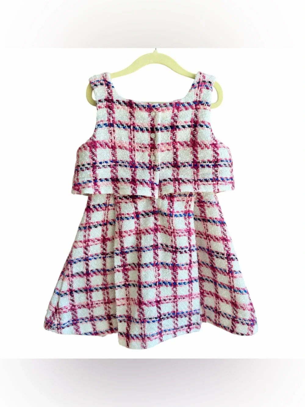 Janie And Jack Girls Tweed Boucle‎ Plaid Dress  Size 6